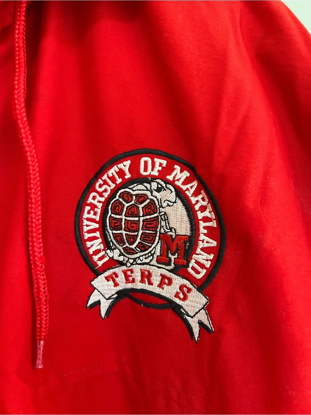 STARTER RARE Early 90s Vintage Maryland Terrapins Hooded Insulated Red Jacket, M
